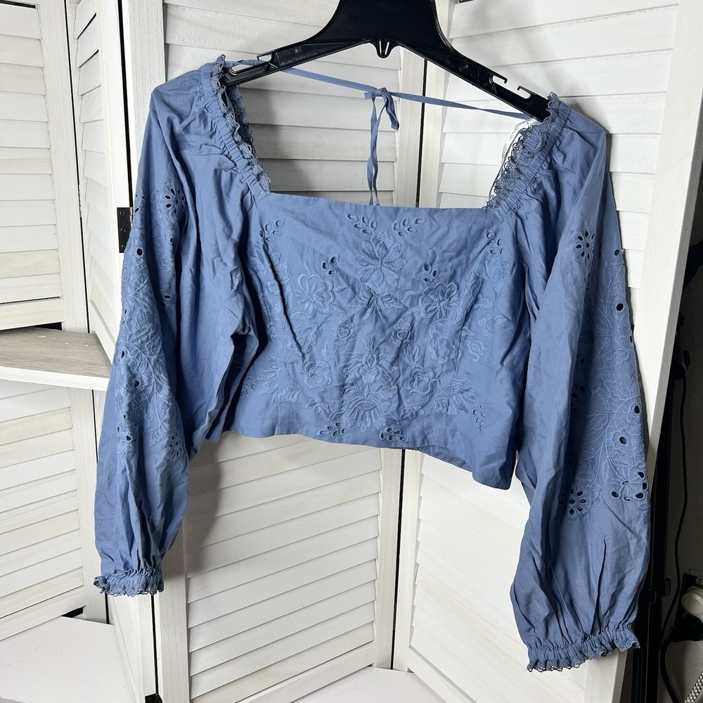 NWT City‎ Chic Willow Top Cropped Embroidered Eyelet Plus Sz Small See Descrip.